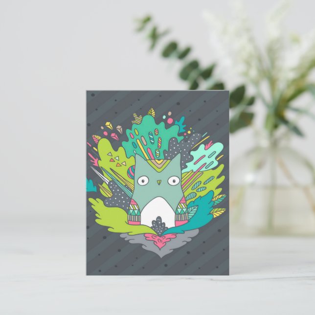 Cute Owl Art | Anime Design Invitation (Standing Front)