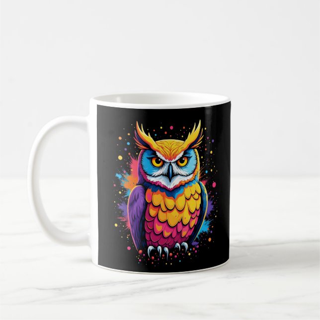 Cute Owl artwork Owl Nocturnal Bird Lover Coffee Mug (Left)