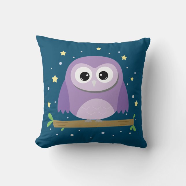 Cute owl at night  cushion (Front)