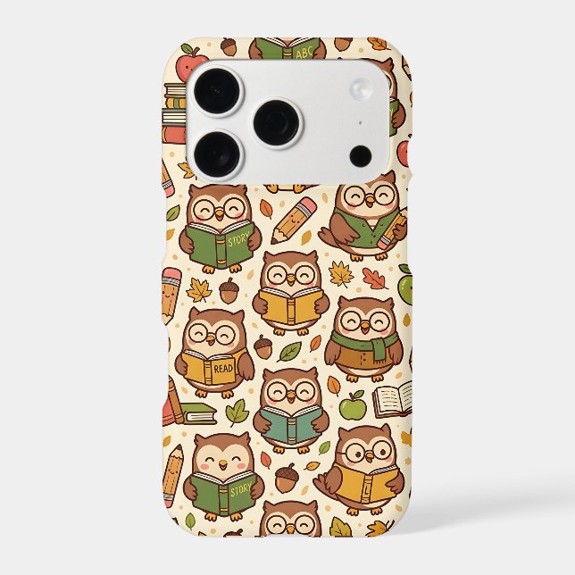Cute Owl Autumn Pattern iPhone 17 Case (Back)