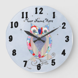 Cute Owl Baby Nursery Decor Wall Clock Personalise