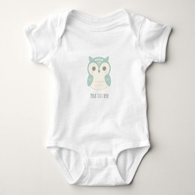 Cute Owl Baby Personalised Name Woodland Animal Bodysuit (Front)