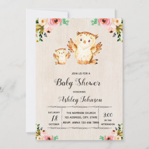 Cute owl baby shower invitation