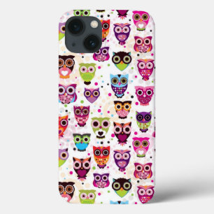 Cute owl background pattern for kids iPhone 13 case