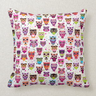Cute owl background pattern for kids cushion