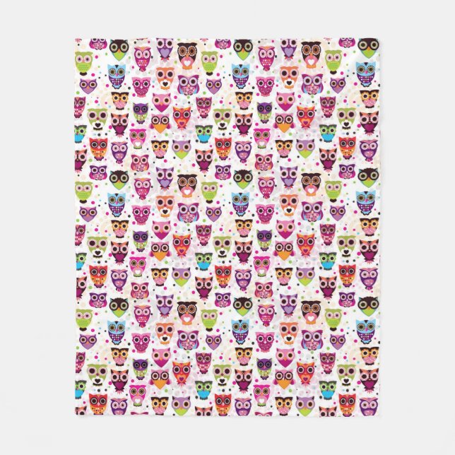 Cute owl background pattern for kids fleece blanket (Front)