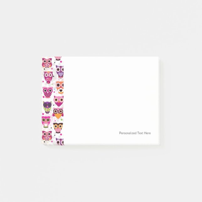 Cute owl background pattern for kids post-it notes (Front)