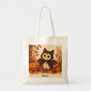 Cute Owl Bat Costume Halloween Personalised Tote Bag