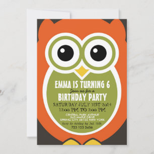 Cute Owl Bird Birthday Invitation Card for Kids