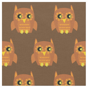 Cute Owl Bird Kid Baby Nursery Brown Fabric