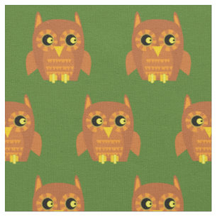 Cute Owl Bird Kid Baby Nursery Green Fabric