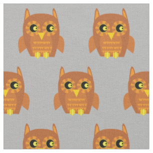 Cute Owl Bird Kid Baby Nursery Grey Fabric