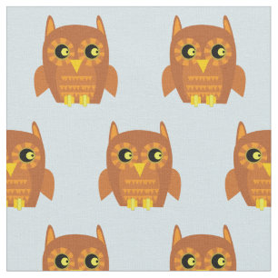Cute Owl Bird Kid Baby Nursery Light Blue Fabric