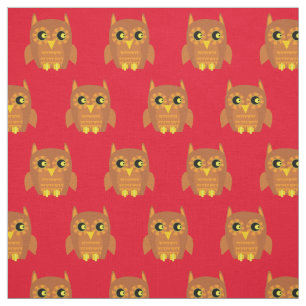 Cute Owl Bird Kid Baby Nursery Red Fabric
