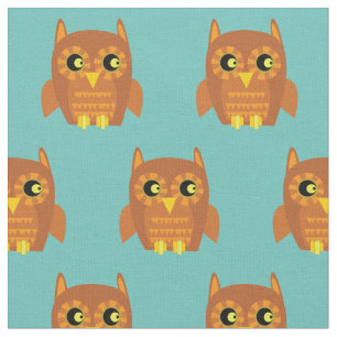 Cute Owl Bird Kid Baby Nursery teal Fabric