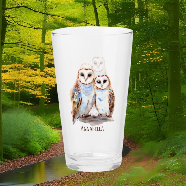 Cute owl bird lovers add text glass (Creator Uploaded)