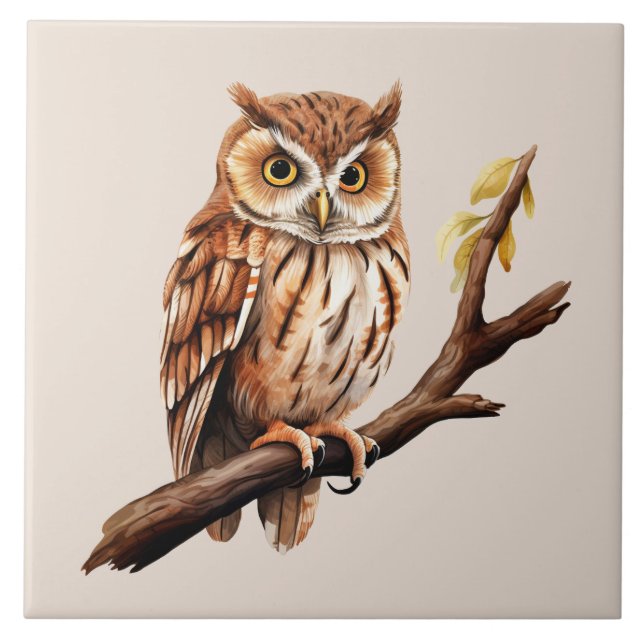 Cute owl bird lovers  tile (Front)