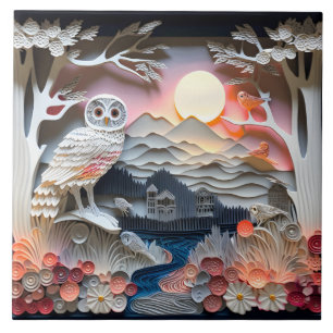 Cute owl bird lovers tile