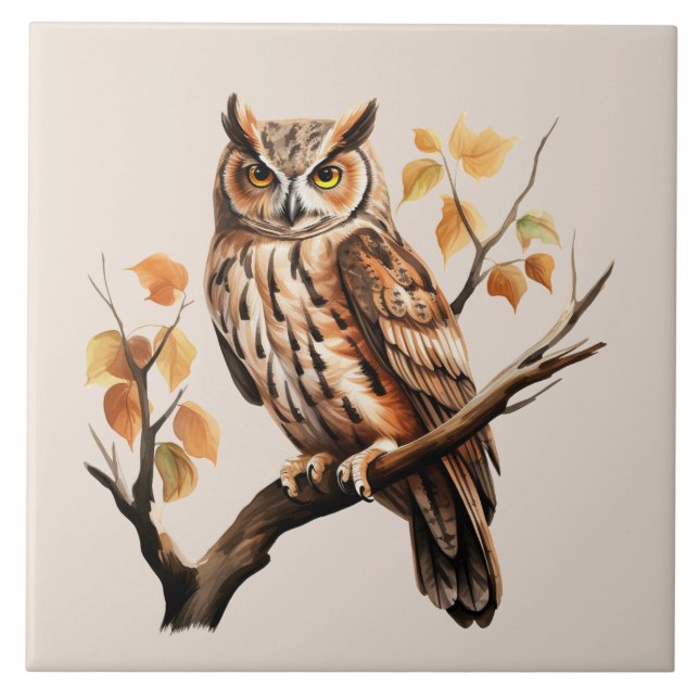 Cute owl bird lovers  tile (Front)