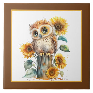 Cute owl bird lovers  tile