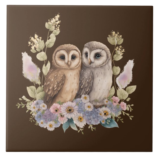 Cute owl bird lovers  tile (Front)