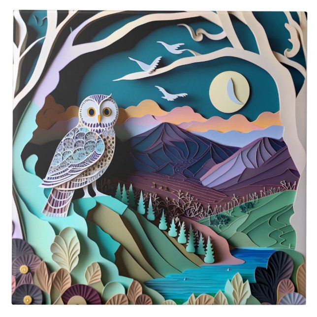Cute owl bird lovers  tile (Front)