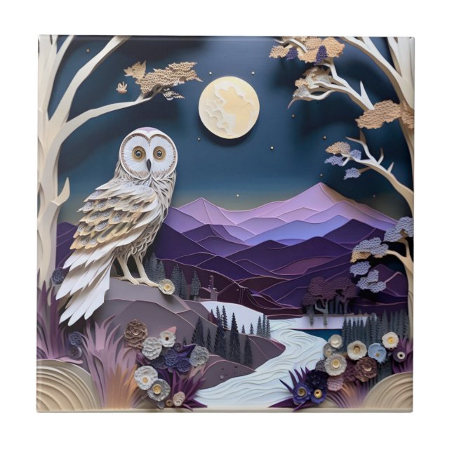 Cute owl bird lovers  tile (Front)