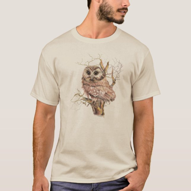 Cute Owl Bird Nature art T-Shirt (Front)
