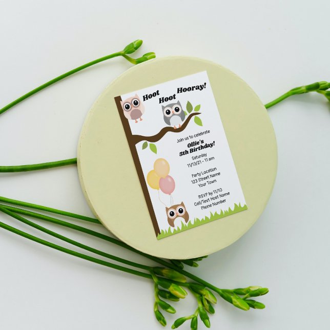 Cute Owl Birthday Invitation (Creator Uploaded)