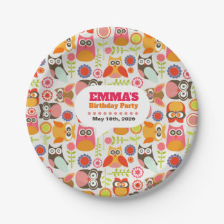 Cute Owl Birthday Invitation Hoot Hooray Birthday Paper Plate