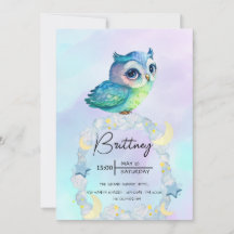 Cute Owl Birthday Party Adorable Invitation