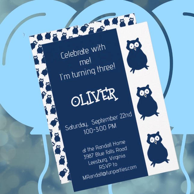 Cute Owl Birthday Party Invitation (Creator Uploaded)