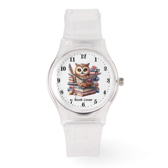 Cute owl book lover customisable watch (Front)