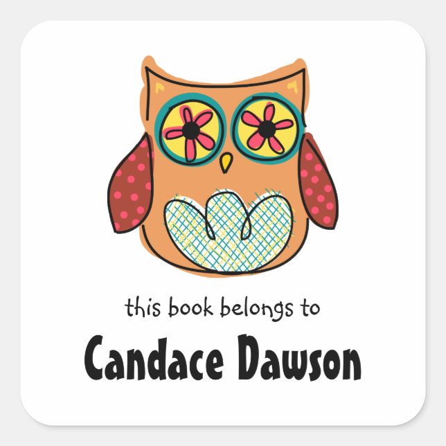 Cute Owl Bookplate Labels (Front)