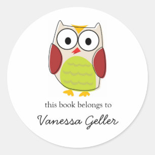 Cute Owl Bookplate Labels