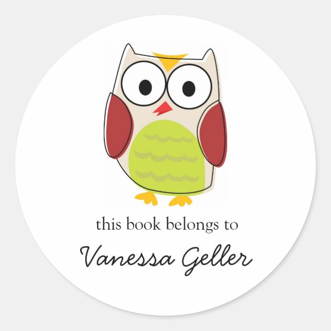 Cute Owl Bookplate Labels (Front)