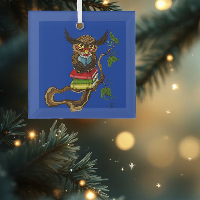 Cute Owl Books Glass Tree Decoration (Creator Uploaded)