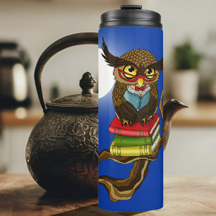 Cute Owl Books Thermal Tumbler