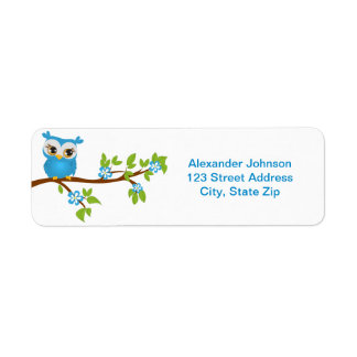 Cute Owl Boy on a Branch Return Address
