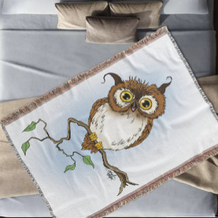 Cute Owl Brown Hoot Throw Blanket