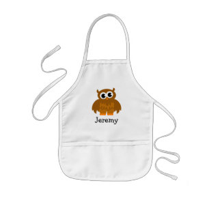 Cute owl cartoon apron for kids Customise name