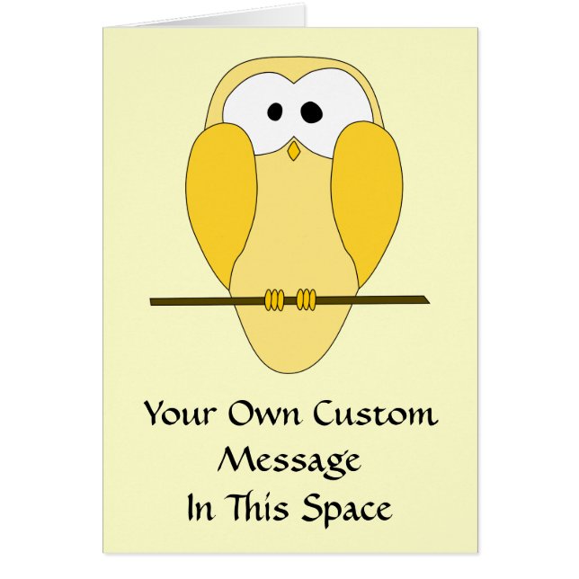 Cute Owl Cartoon. Yellow. (Front)