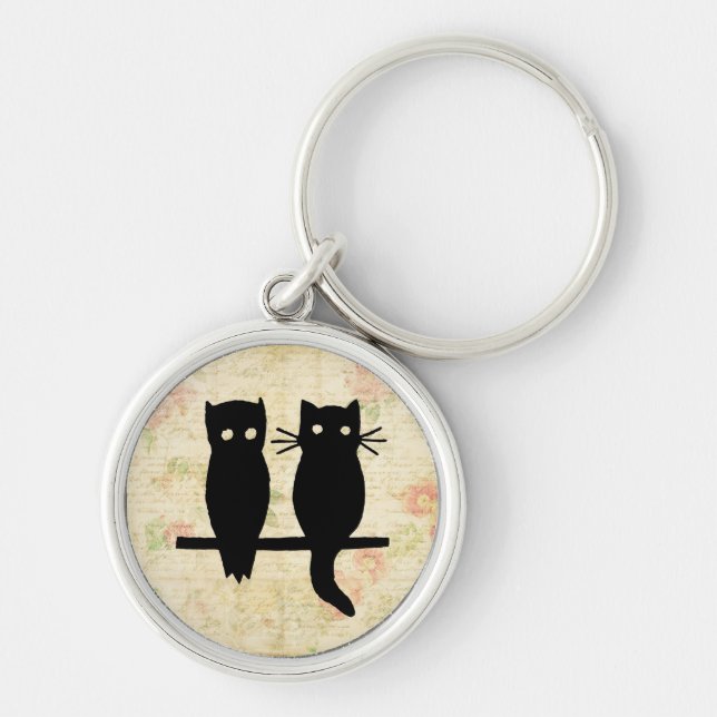 Cute Owl & Cat Key Ring (Front)