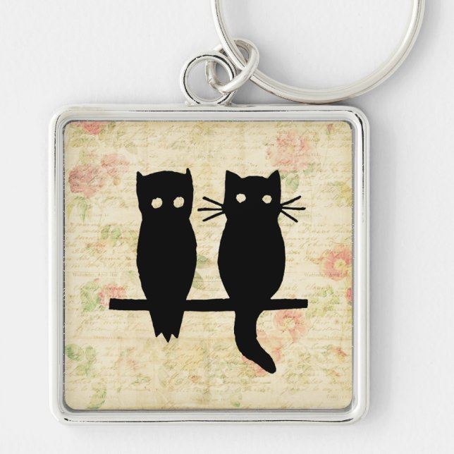Cute Owl & Cat Key Ring (Front)