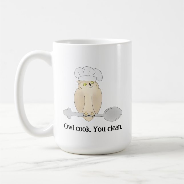 Cute Owl Chef Coffee Mug (Left)