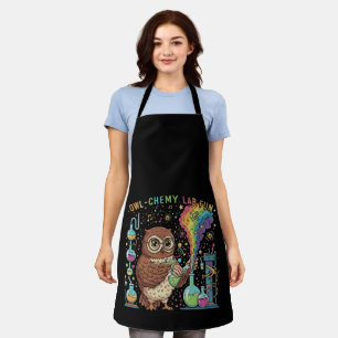 Cute Owl-chemy Lab Fun Nerdy Scientist Chemist Apron
