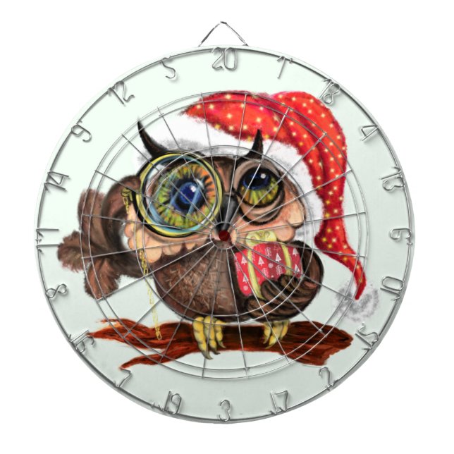 Cute Owl Christmas Dart Board (Front)