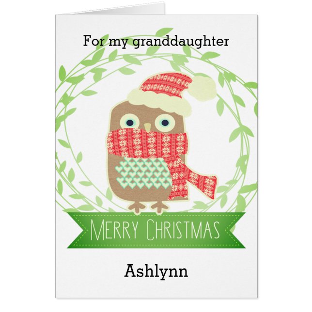 Cute Owl Christmas Granddaughter (Front)