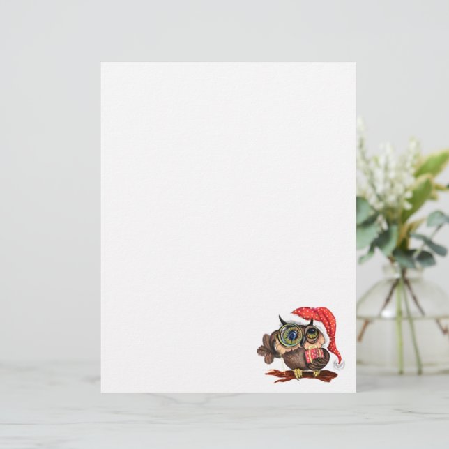 Cute Owl Christmas Letterhead (Standing Front)
