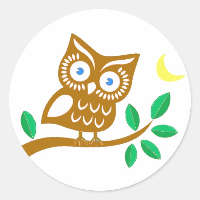 Cute Owl Classic Round Sticker (Front)